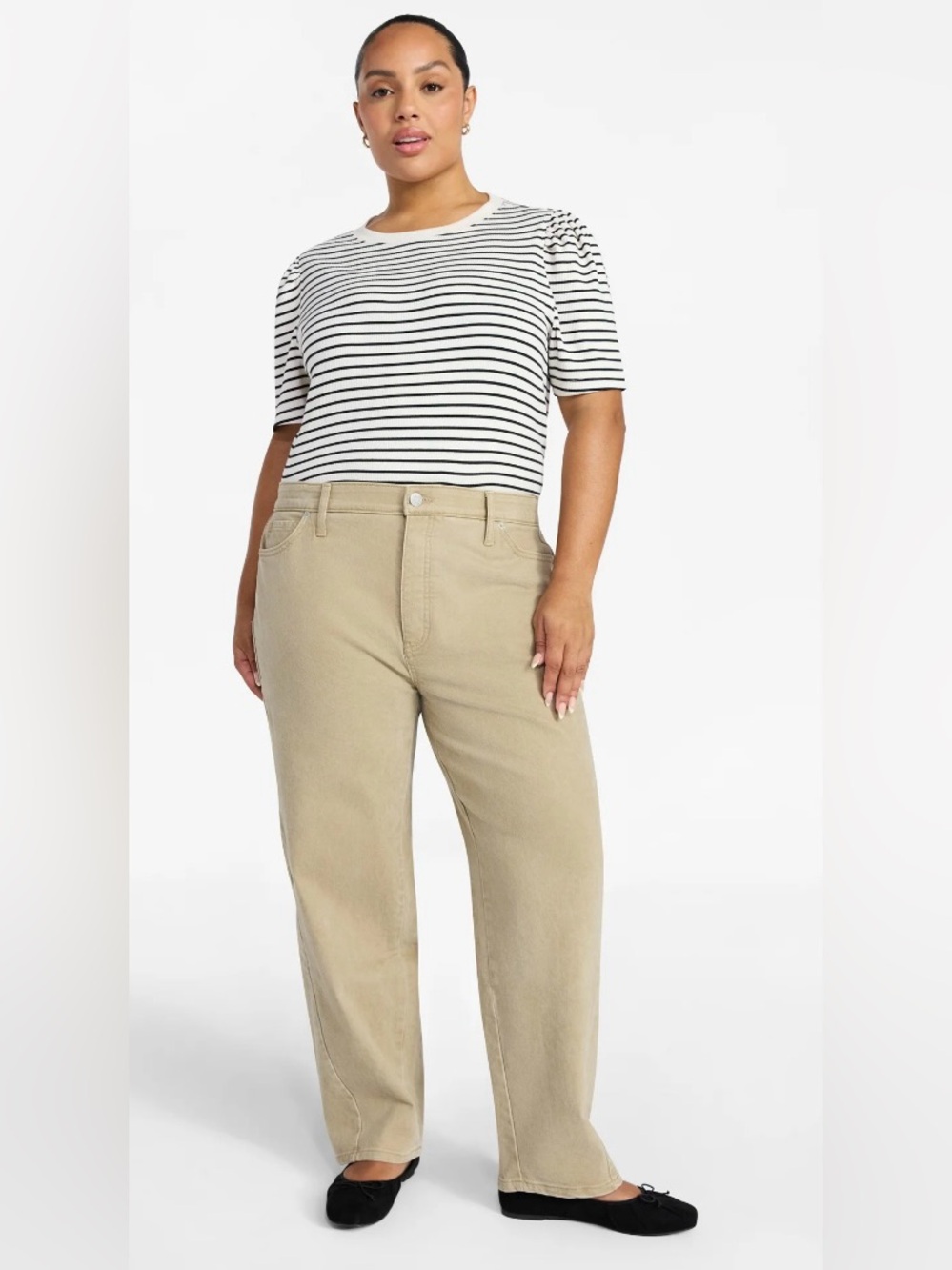 NWT Terra & Sky High Rise Barrel Jeans tapered leg Built in Tummy control